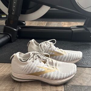 Brooks Women's White and Gold Athletic Running Shoes